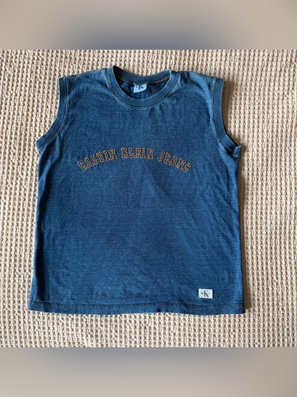 Calvin Klein Jeans Blue Denim-Look Logo Tank